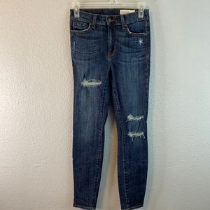 Pistola Jeans High Rise Distressed Skinny Medium Wash Cropped Jeans Size 26